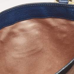 Miu Miu Two Tone Blue Madras Leather Pushlock Tote