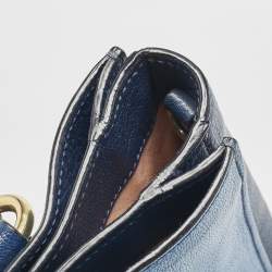 Miu Miu Two Tone Blue Madras Leather Pushlock Tote