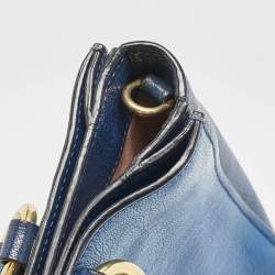 Miu Miu Two Tone Blue Madras Leather Pushlock Tote