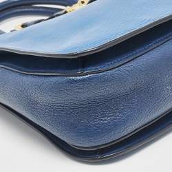 Miu Miu Two Tone Blue Madras Leather Pushlock Tote