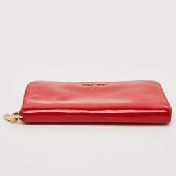 Miu Miu Red Patent Leather Zip Continental Wallet
