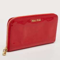 Miu Miu Red Patent Leather Zip Continental Wallet