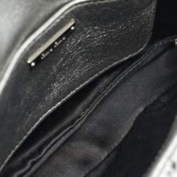 Miu Miu Silver Matelasse Leather Crystal Flap Shoulder Bag