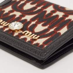 Miu Miu Black/Brown Monogram Canvas and Madras Leather Bifold Wallet