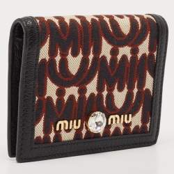 Miu Miu Black/Brown Monogram Canvas and Madras Leather Bifold Wallet