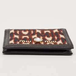 Miu Miu Black/Brown Monogram Canvas and Madras Leather Bifold Wallet