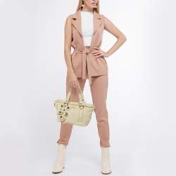 Miu Miu White Leather Vintage Jeweled Tote