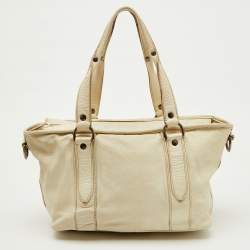 Miu Miu White Leather Vintage Jeweled Tote