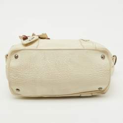 Miu Miu White Leather Vintage Jeweled Tote