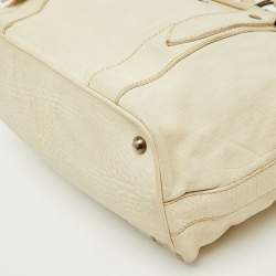Miu Miu White Leather Vintage Jeweled Tote