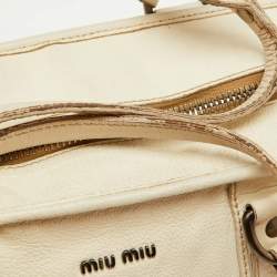 Miu Miu White Leather Vintage Jeweled Tote