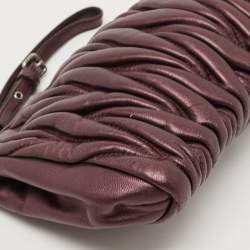 Miu Miu Dark Purple Matalasse  Leather Zip Clutch
