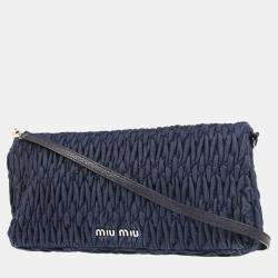 Miu Miu Navy Denim Matelasse Shoulder Bag