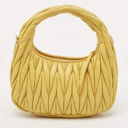 Miu Miu Yellow Matelassé Leather Wander Mini Hobo