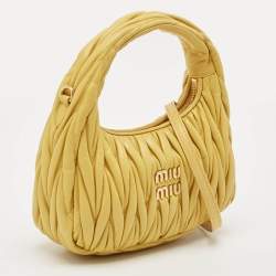 Miu Miu Yellow Matelassé Leather Wander Mini Hobo