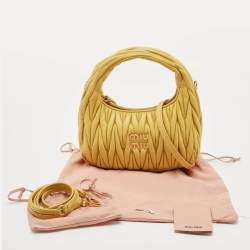 Miu Miu Yellow Matelassé Leather Wander Mini Hobo