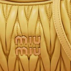 Miu Miu Yellow Matelassé Leather Wander Mini Hobo
