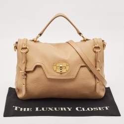Miu Miu Beige Leather Paloma Top Handle Bag