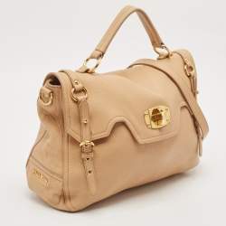 Miu Miu Beige Leather Paloma Top Handle Bag