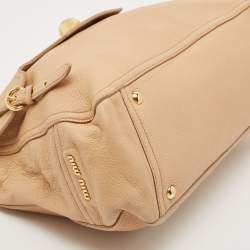 Miu Miu Beige Leather Paloma Top Handle Bag