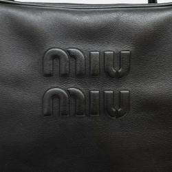 Miu Miu Leather embossed logo bowling bag
