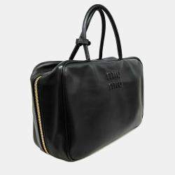Miu Miu Leather embossed logo bowling bag
