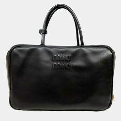 Miu Miu Leather embossed logo bowling bag