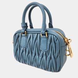 Miu Miu Blue Matelassé Leather Arcadie Shoulder Bag 