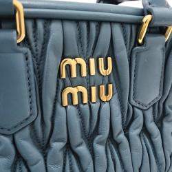 Miu Miu Blue Matelassé Leather Arcadie Shoulder Bag 