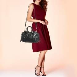 Miu Miu Black Vitello Lux Leather Ruched Tote 