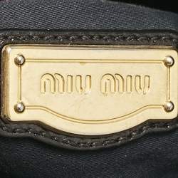Miu Miu Black Vitello Lux Leather Ruched Tote 