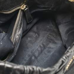 Miu Miu Black Vitello Lux Leather Ruched Tote 