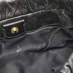 Miu Miu Black Vitello Lux Leather Ruched Tote 