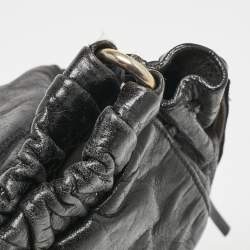 Miu Miu Black Vitello Lux Leather Ruched Tote 