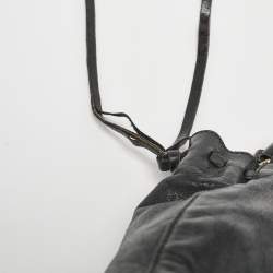 Miu Miu Black Vitello Lux Leather Ruched Tote 