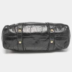 Miu Miu Black Vitello Lux Leather Ruched Tote 