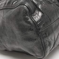 Miu Miu Black Vitello Lux Leather Ruched Tote 