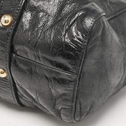 Miu Miu Black Vitello Lux Leather Ruched Tote 