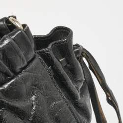Miu Miu Black Vitello Lux Leather Ruched Tote 