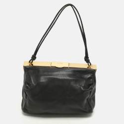 Miu Miu Black Leather Vintage Frame Clutch