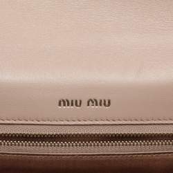 Miu Miu Beige Matelasse Leather Top Handle Bag