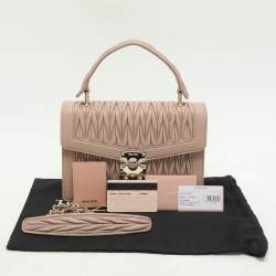 Miu Miu Beige Matelasse Leather Top Handle Bag