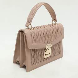Miu Miu Beige Matelasse Leather Top Handle Bag
