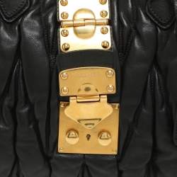 Miu Miu Black Matelasse Leather Coffer Satchel
