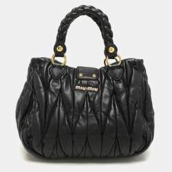 Miu Miu Black Matelasse Leather Coffer Satchel