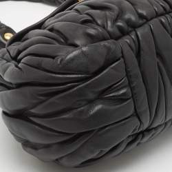 Miu Miu Black Matelassé Leather Coffer Frame Satchel