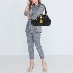 Miu Miu Black Matelassé Leather Coffer Frame Satchel