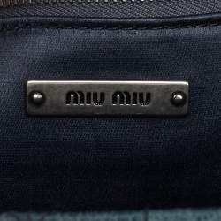 Pre Owned Miu Miu Blue Vitello Shine Matelassé Leather Chain Tote
