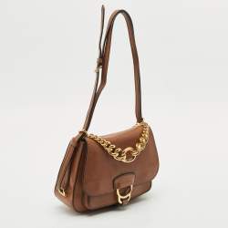 Miu Miu Brown Leather Dahlia Shoulder Bag