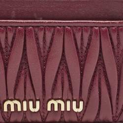 Miu Miu Red Matelassé Leather Card Case